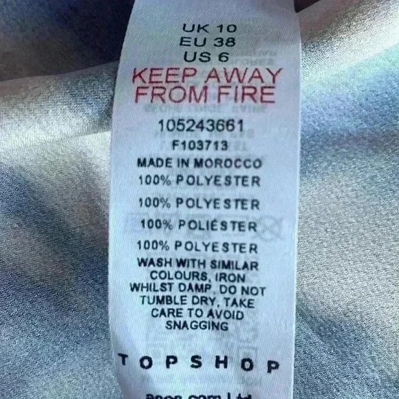 Topshop Tie Dye Ruffle Lightweight TieFront Peasant Sleeve Blouse Purple Sz6 NWT - Picture 8 of 8